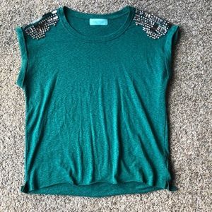 Filly Flair emerald top with embellished shoulders